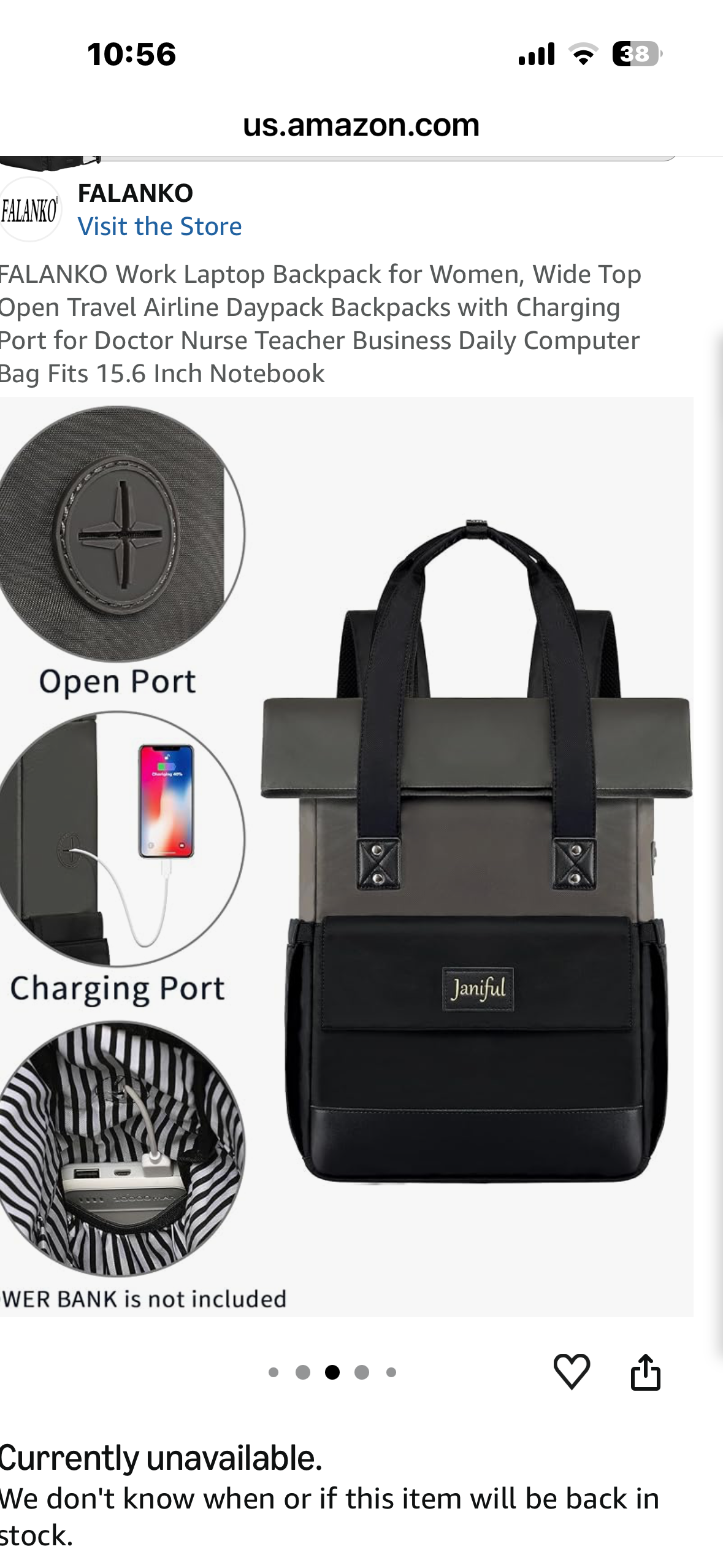 Laptop Backpack, Wide Top Open, Airline Friendly Daypack, Backpack with Charging Port for Business or Daily Use, Computer Bag Fits 15.6 Inch Notebook