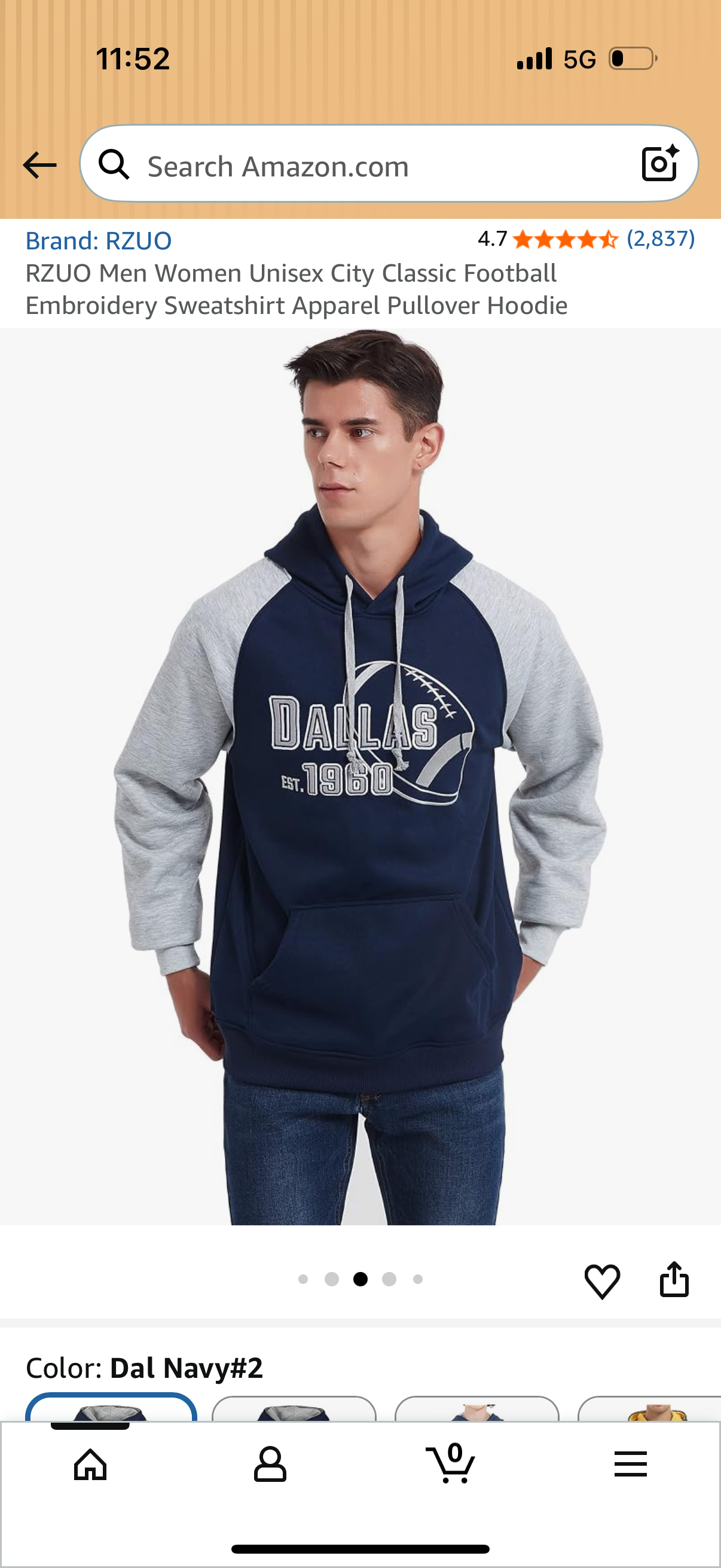Mens Dallas City Classic Football Sweatshirt Pullover Hoodie Size XXL