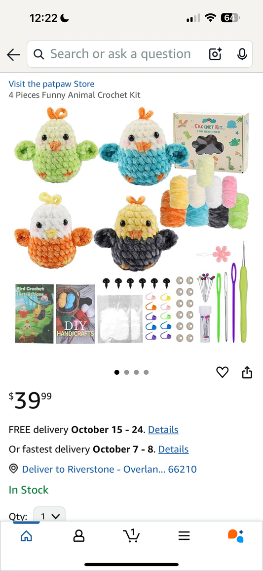 4-Piece Funny Animal Learn To Crochet Kit