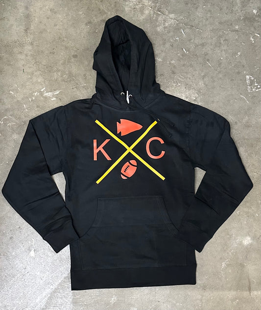 KC Arrowhead Football  - Kansas City Hooded Sweatshirt (Black)