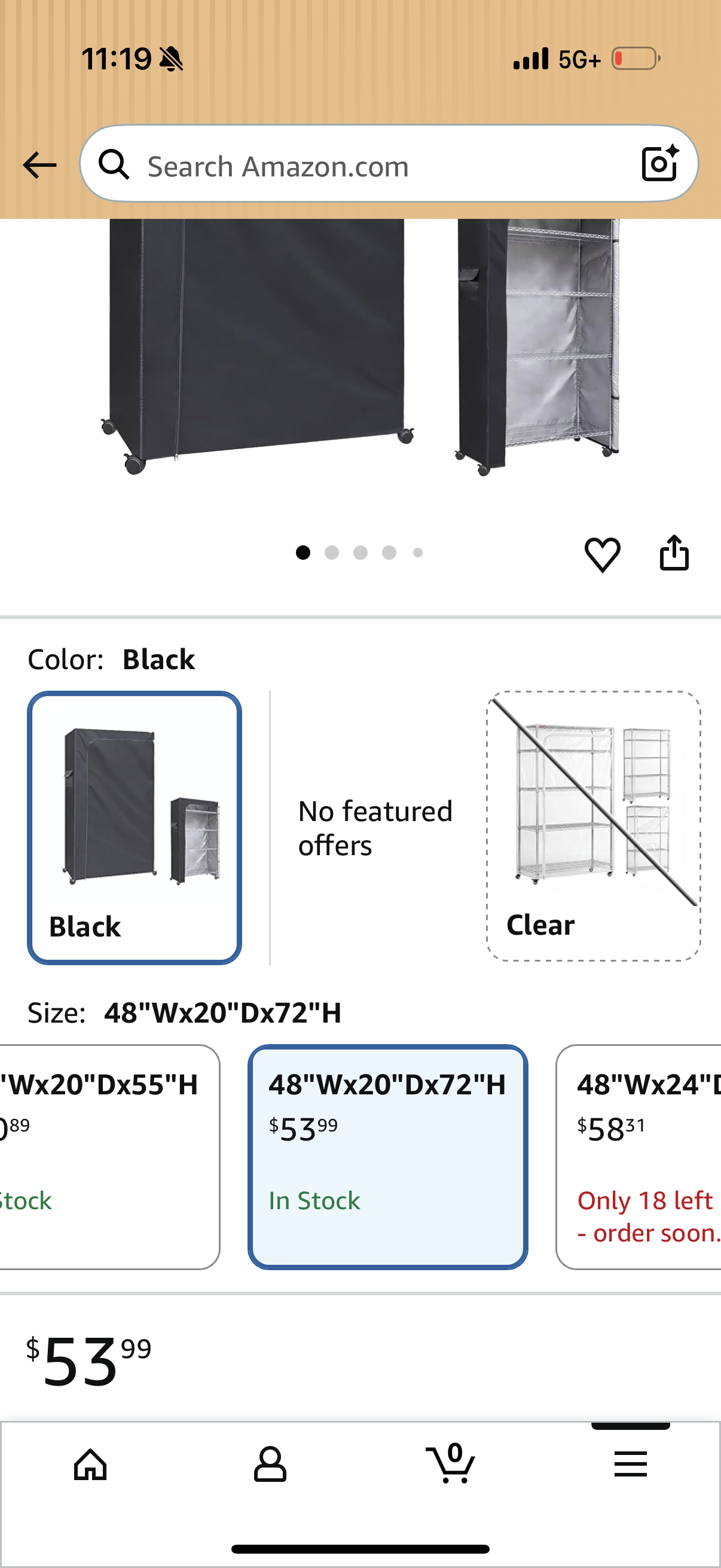 Storage Shelf Cover, Fits 48"W x 20"D x 72"H Shelving Unit Heavy Duty Rack Cover, Waterproof & Dustproof with Two-Way Zipper For Storage Rack in Garage, Basement (No Shelves,Black)