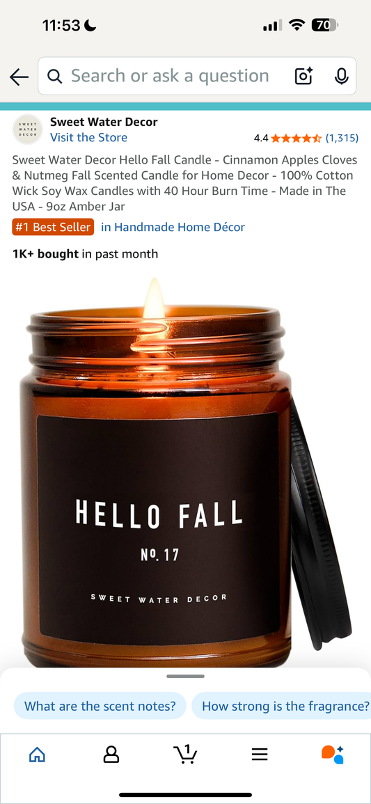 Hello Fall Decor Candle