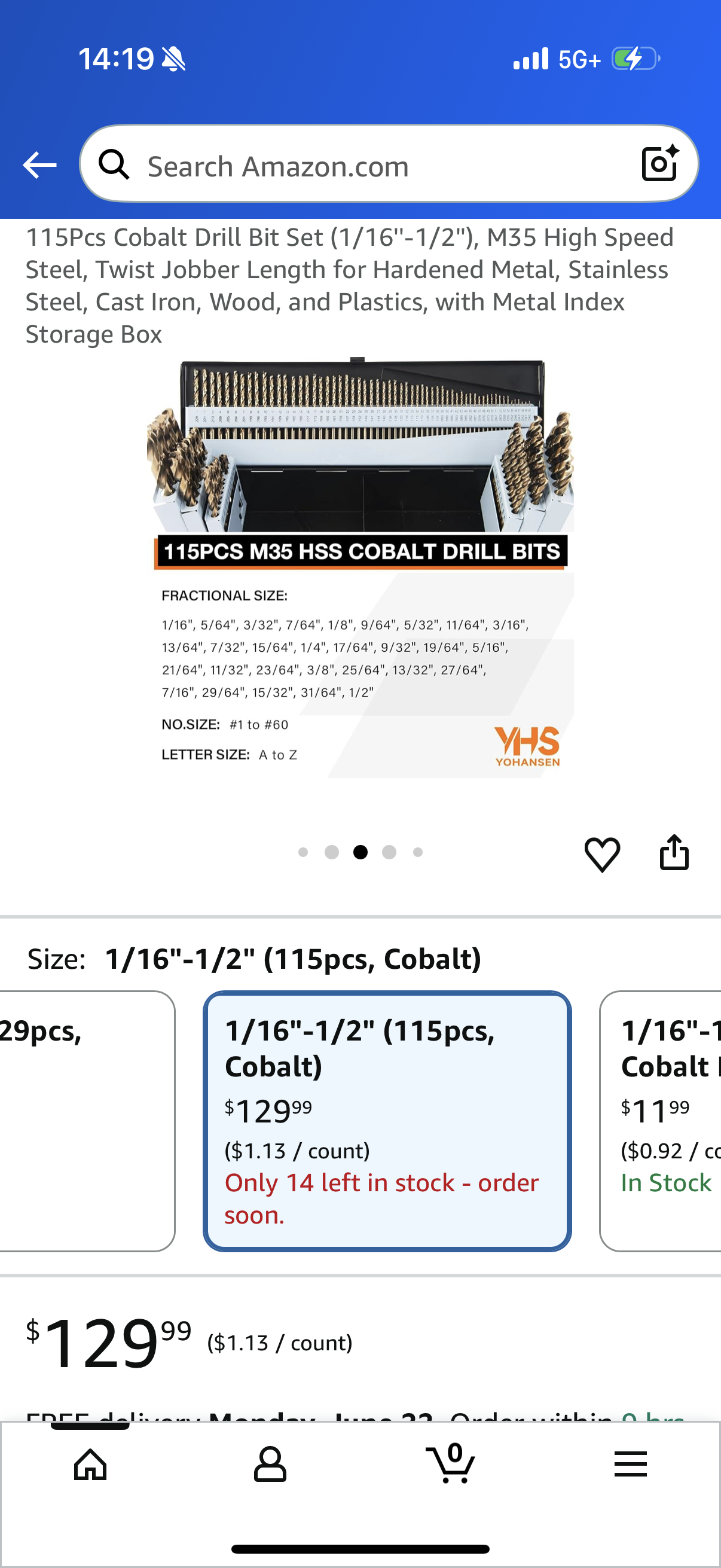 115Pcs Cobalt Drill Bit Set (1/16''-1/2''), M35 High Speed Steel, Twist Jobber Length for Hardened Metal, Stainless Steel, Cast Iron, Wood, and Plastics, with Metal Index Storage Box