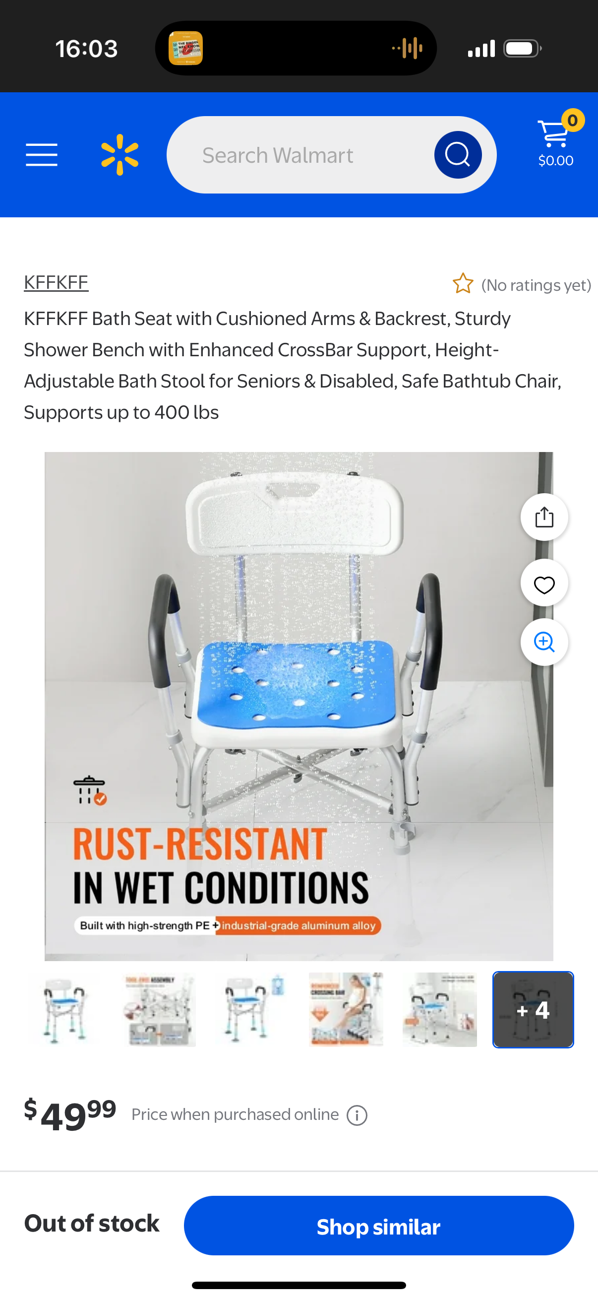 Bath Seat with Cushioned Arms & Backrest, Sturdy Shower Bench with Enhanced CrossBar Support, Height-Adjustable Bath Stool for Seniors & Disabled, Safe Bathtub Chair, Supports up to 400 lbs