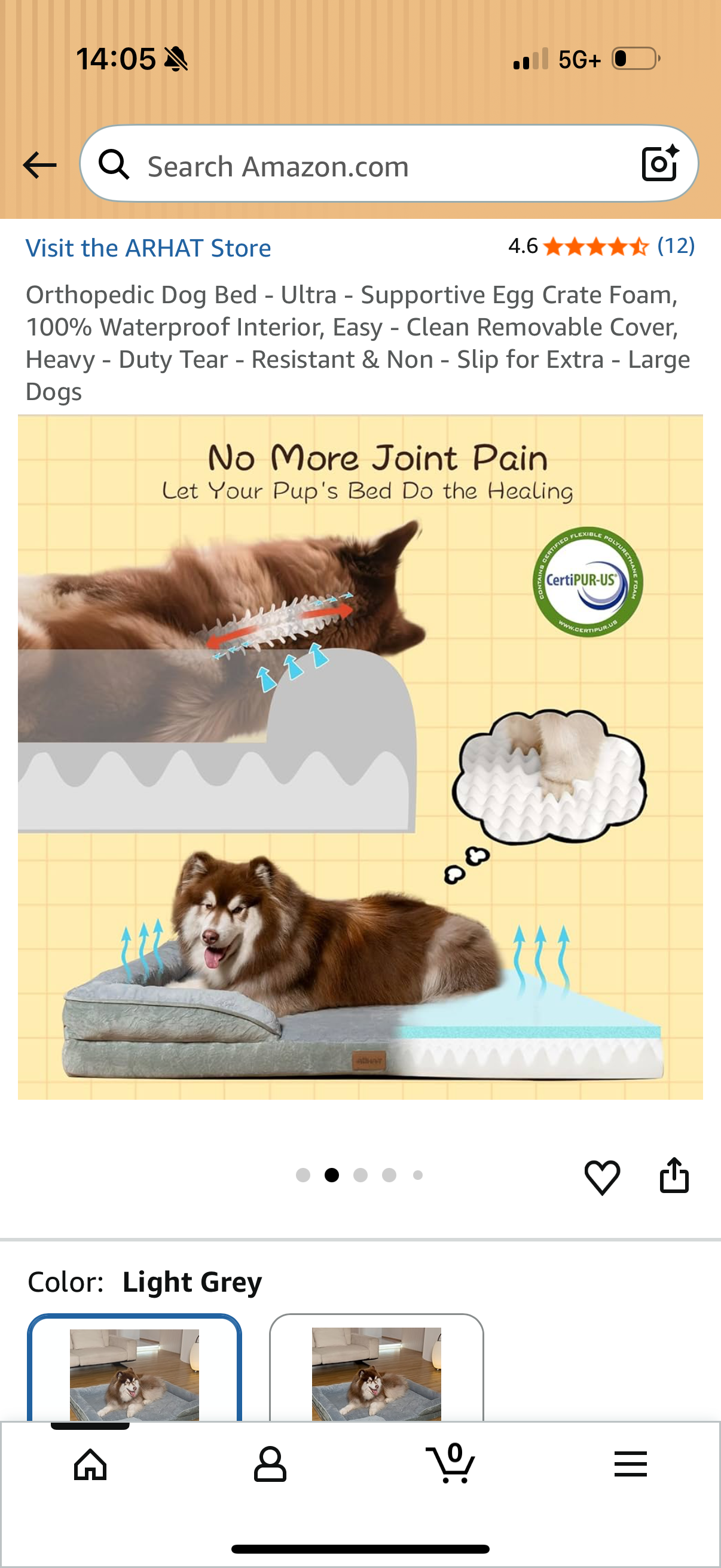 Orthopedic Dog Bed - Ultra - Supportive Egg Crate Foam, 100% Waterproof Interior, Easy - Clean Removable Cover, Heavy - Duty Tear - Resistant & Non - Slip - Deep Grey XL