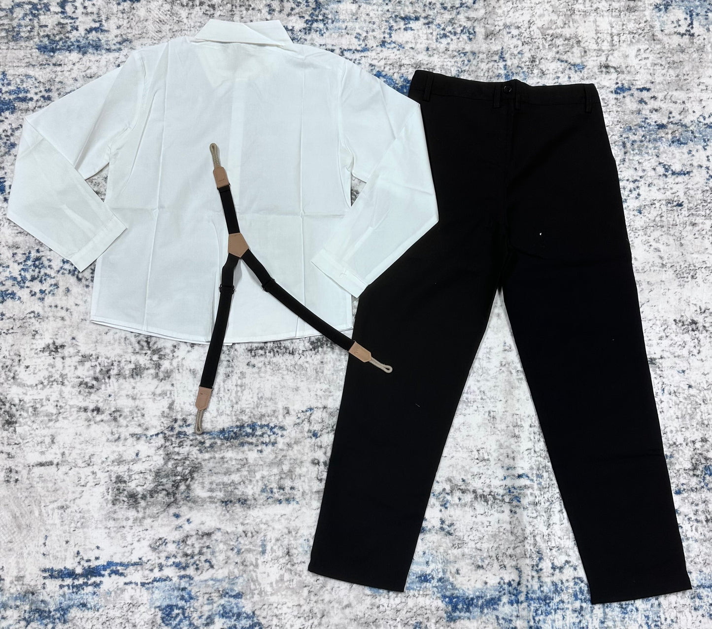 Boy's Gentleman Black And White Long Sleeve Suit Set (Size 8-9Y)