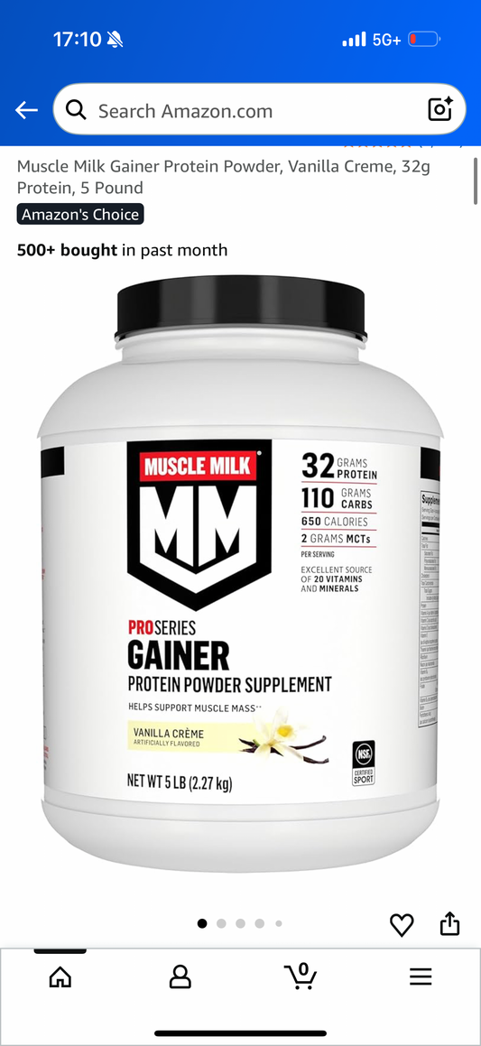 Muscle Milk Gainer Protein Powder, Vanilla Creme, 32g Protein, 5 Pound, Best By: OCT 24 2026
