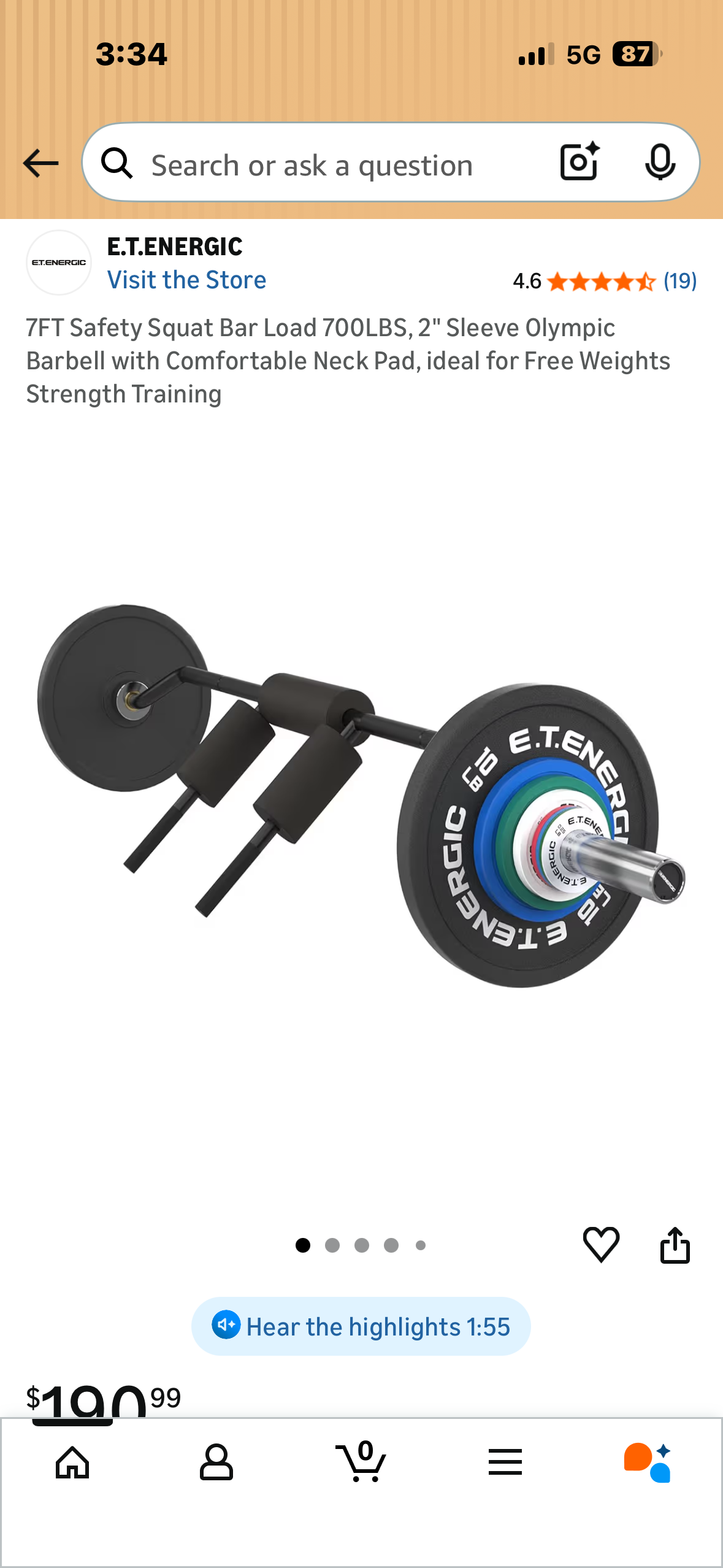 7FT Safety Squat Bar Load 700LBS, 2" Sleeve Olympic Barbell with Comfortable Neck Pad, Ideal for Free Weight Strength Training (W632)