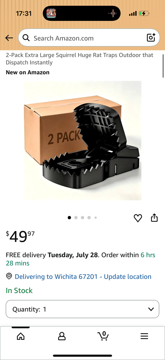 2-Pack Extra Large Squirrel Huge Rat Traps Outdoor that Dispatch Instantly