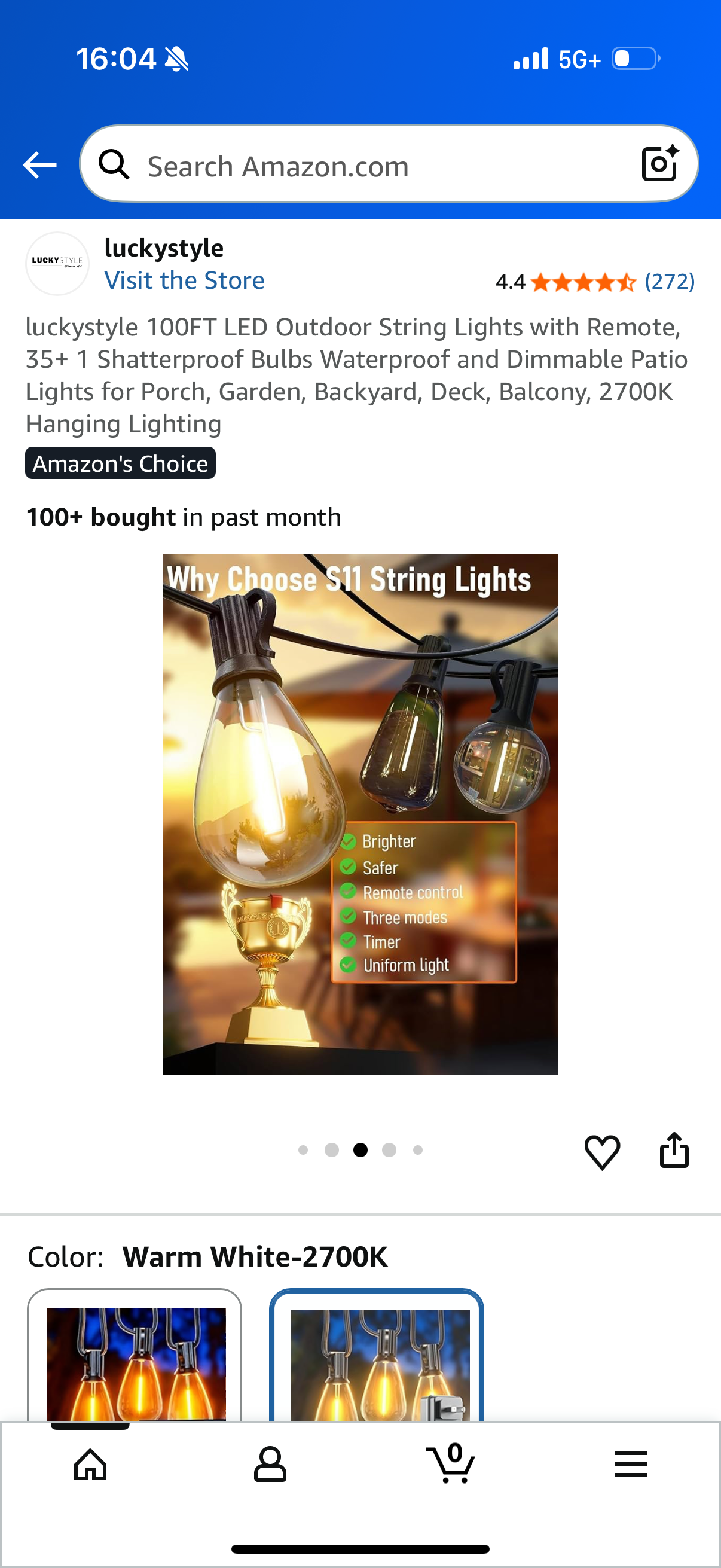 100FT LED Outdoor String Lights with Remote, 35+ 1 Shatterproof Bulbs Waterproof and Dimmable Patio Lights for Porch, Garden, Backyard, Deck, Balcony, 2700K Hanging Lighting