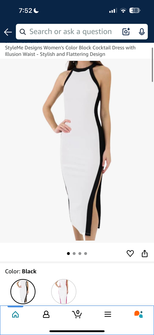 StyleMe Designs Women's Color Block Cocktail Dress with Illusion Waist - Stylish and Flattering Design (Size Small)