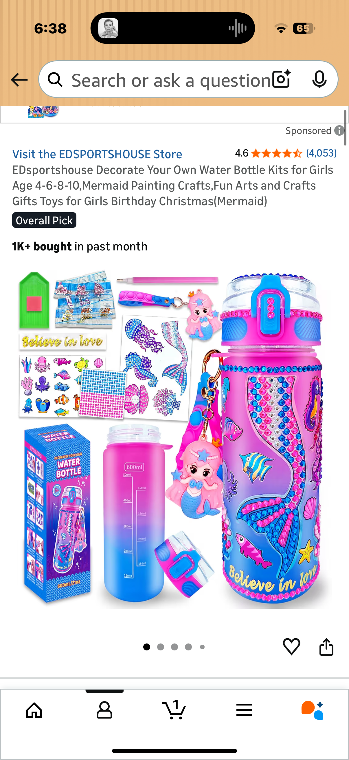 EDsportshouse Decorate Your Own Water Bottle Kits for Girls Age 4-6-8-10,Mermaid Painting Crafts,Fun Arts and Crafts Gifts Toys for Girls Birthday Christmas(Mermaid
