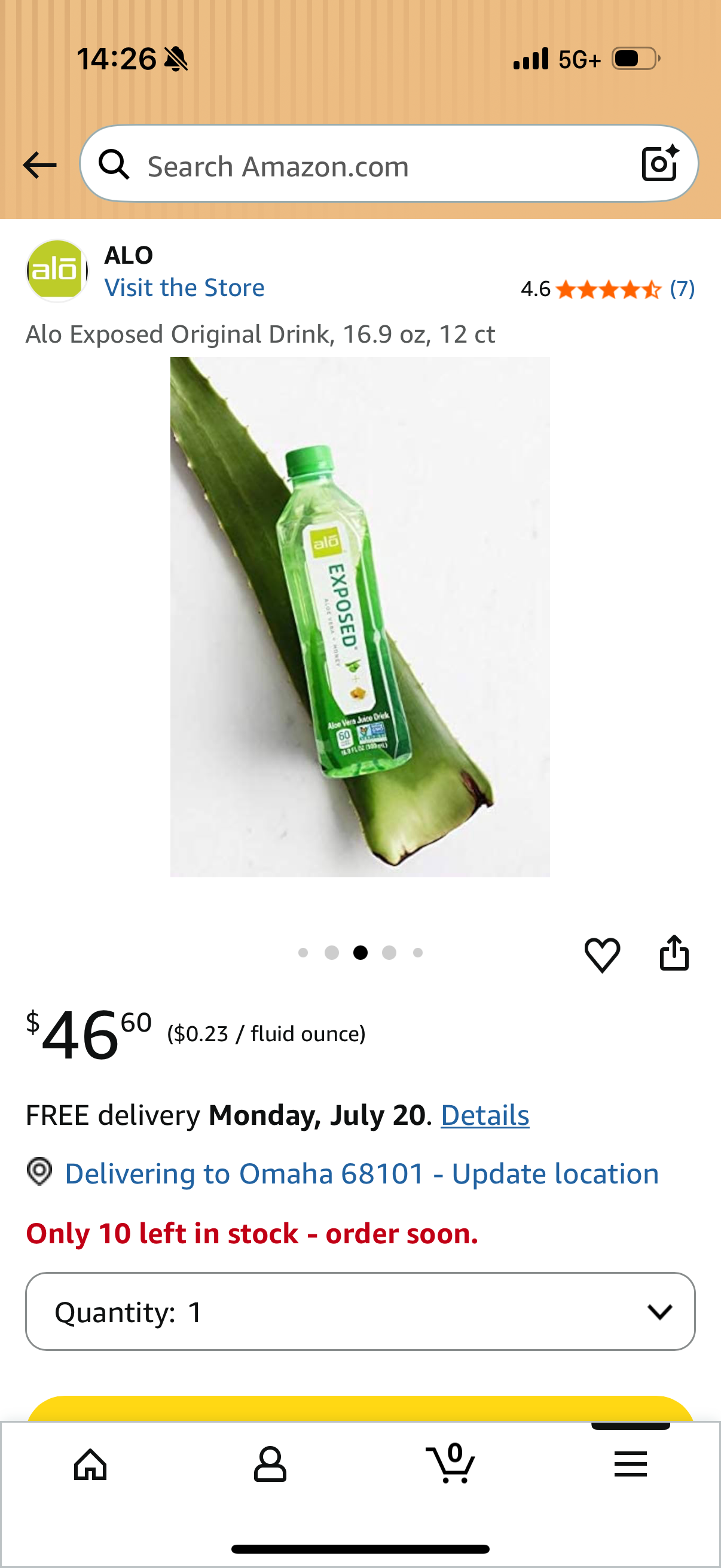 Alo Exposed Original Drink Aloe Vera + Honey, 16.9 oz, 12 ct