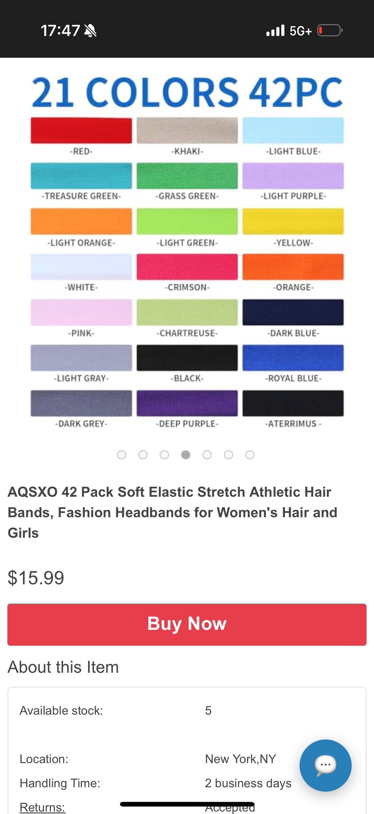 42 Pack Soft Elastic Stretch Athletic Hair Bands, Fashion Headbands for Women's Hair and Girls