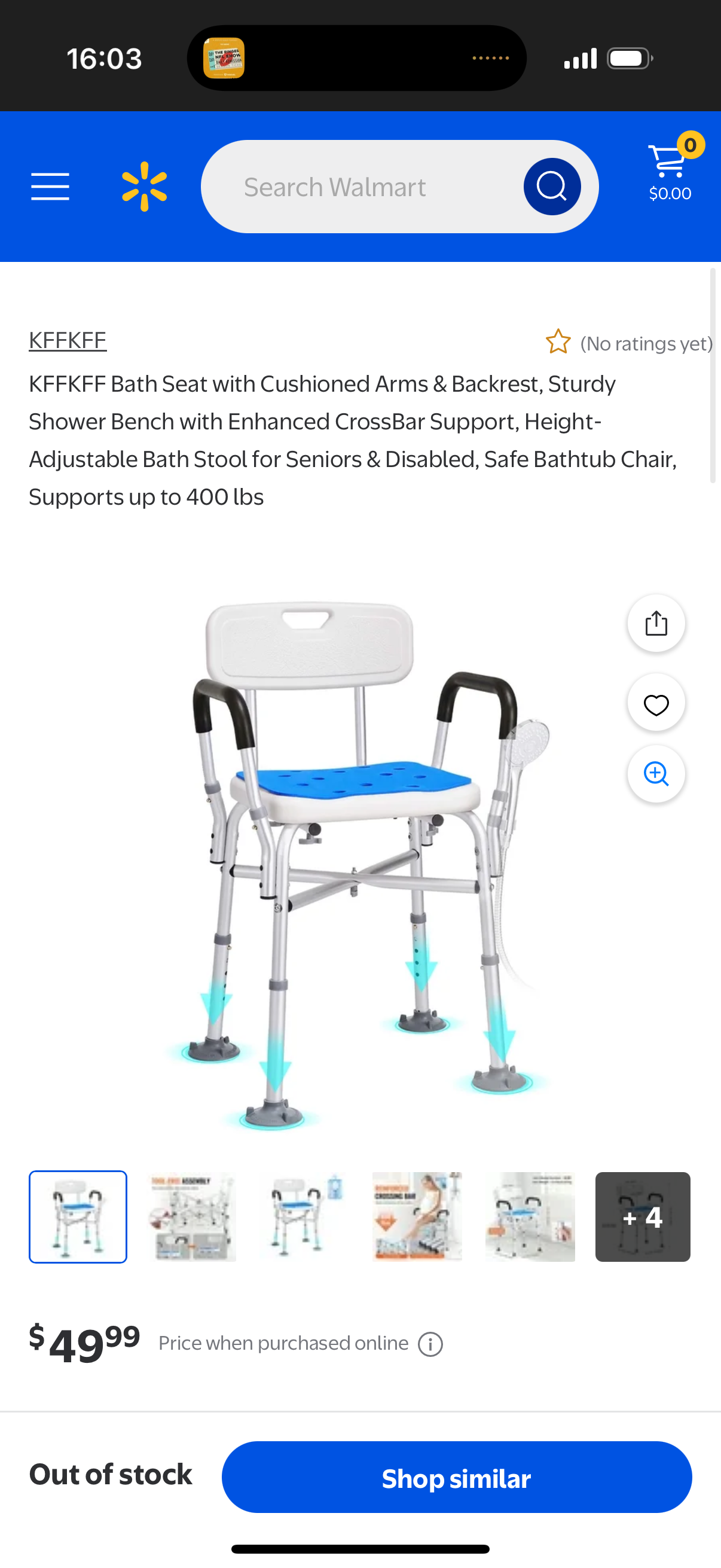 Bath Seat with Cushioned Arms & Backrest, Sturdy Shower Bench with Enhanced CrossBar Support, Height-Adjustable Bath Stool for Seniors & Disabled, Safe Bathtub Chair, Supports up to 400 lbs