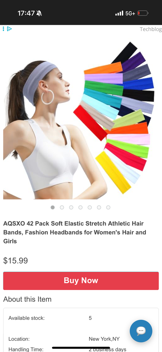 42 Pack Soft Elastic Stretch Athletic Hair Bands, Fashion Headbands for Women's Hair and Girls