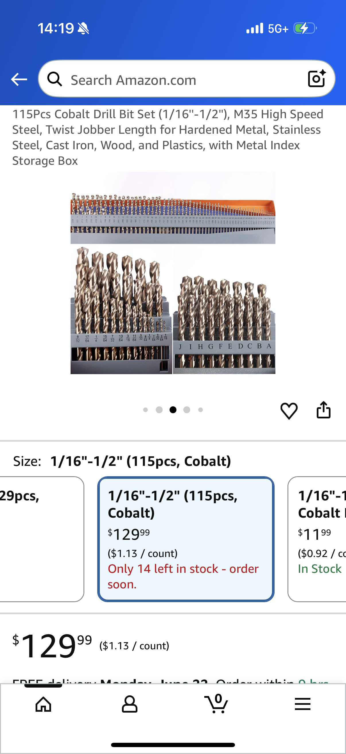 115Pcs Cobalt Drill Bit Set (1/16''-1/2''), M35 High Speed Steel, Twist Jobber Length for Hardened Metal, Stainless Steel, Cast Iron, Wood, and Plastics, with Metal Index Storage Box