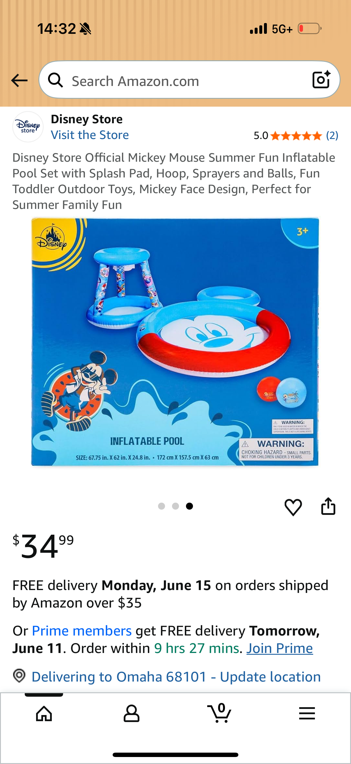 Disney Store Official Mickey Mouse Summer Fun Inflatable Pool Set with Splash Pad, Hoop, Sprayers and Balls, Fun Toddler Outdoor Toys, Mickey Face Design, Perfect for Summer Family Fun