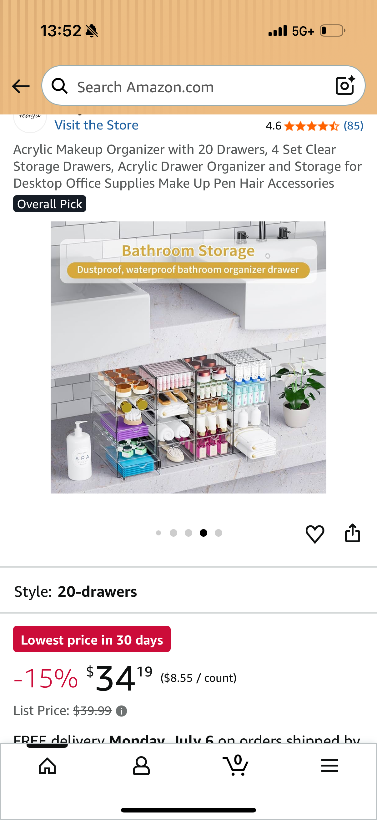 Acrylic Makeup Organizer with 20 Drawers, 4 Set Clear Storage Drawers, Acrylic Drawer Organizer and Storage for Desktop Office Supplies Make Up Pen Hair Accessories