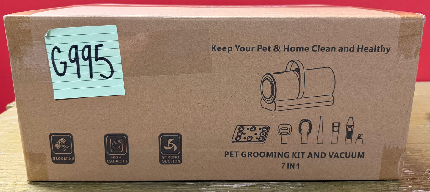 Dog Grooming Kit & Dog Grooming Vacuum with Suction, 6 in 1 Pet Grooming Vacuum for Shedding, Low Noise Dog Hair Vacuum with 1.5L Cup, Electric Dog Clippers for Grooming Thick Hair Cats & Dogs (G995)
