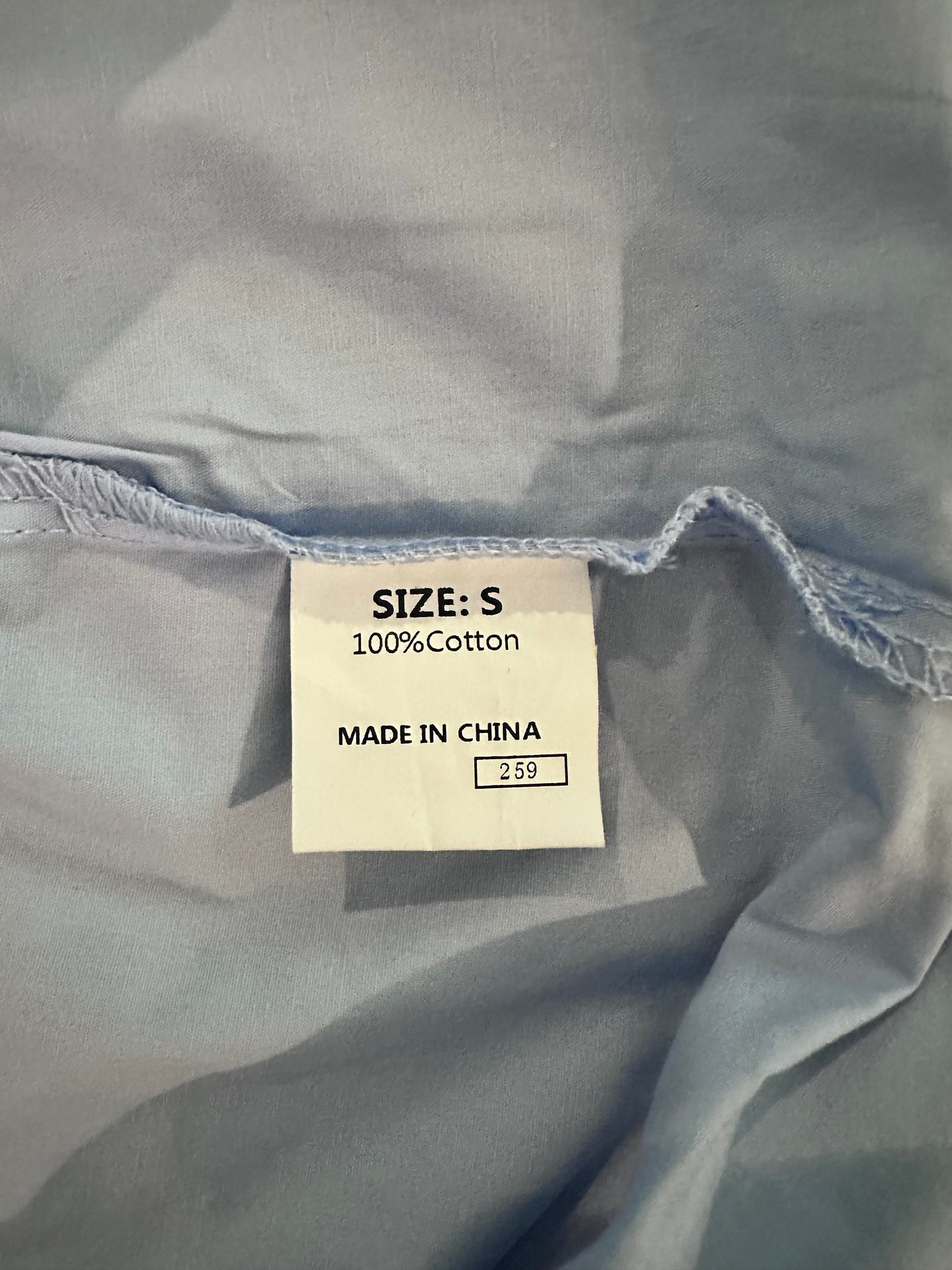 Women's Cropped Button Down 100% Cotton Oversized Long Sleeve Dressy Top, Sky Blue (Size S)