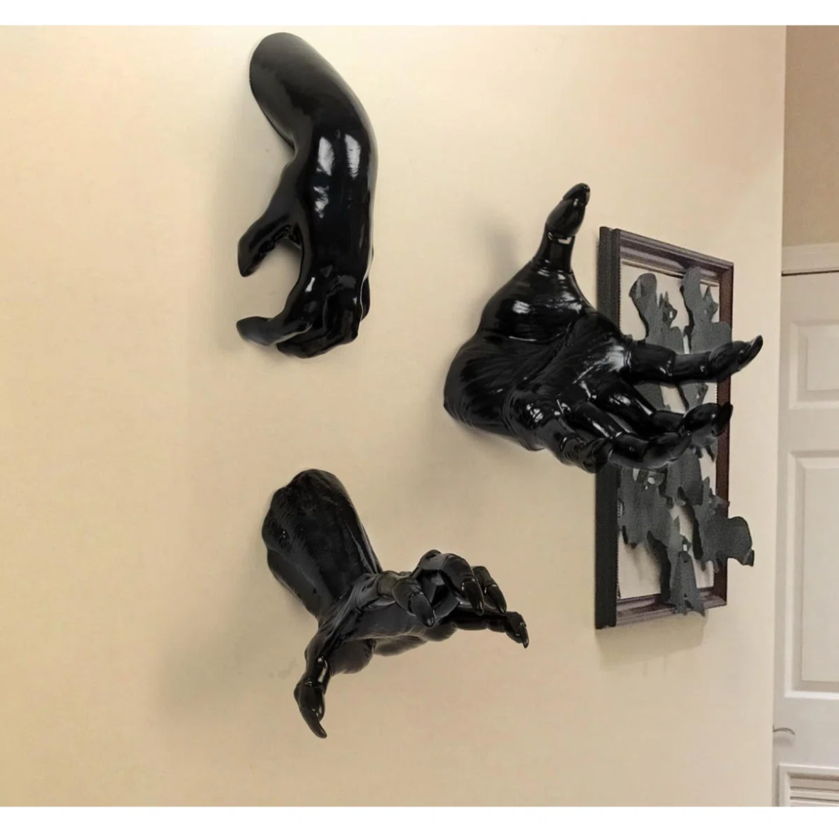 Halloween Decorations - Indoor/Outdoor: Three Wall-Mounted Hands with Candles