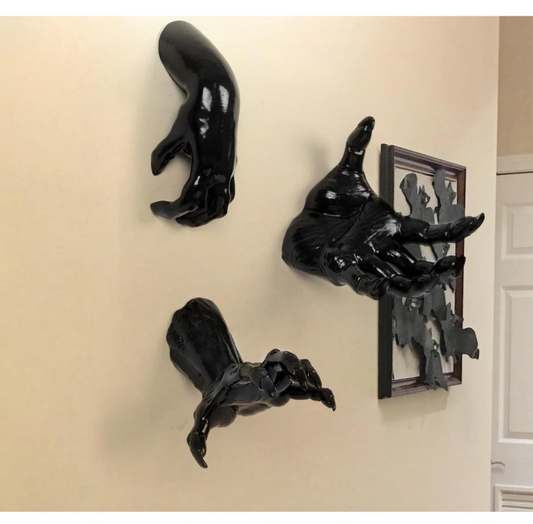 Halloween Decorations - Indoor/Outdoor: Three Wall-Mounted Hands with Candles