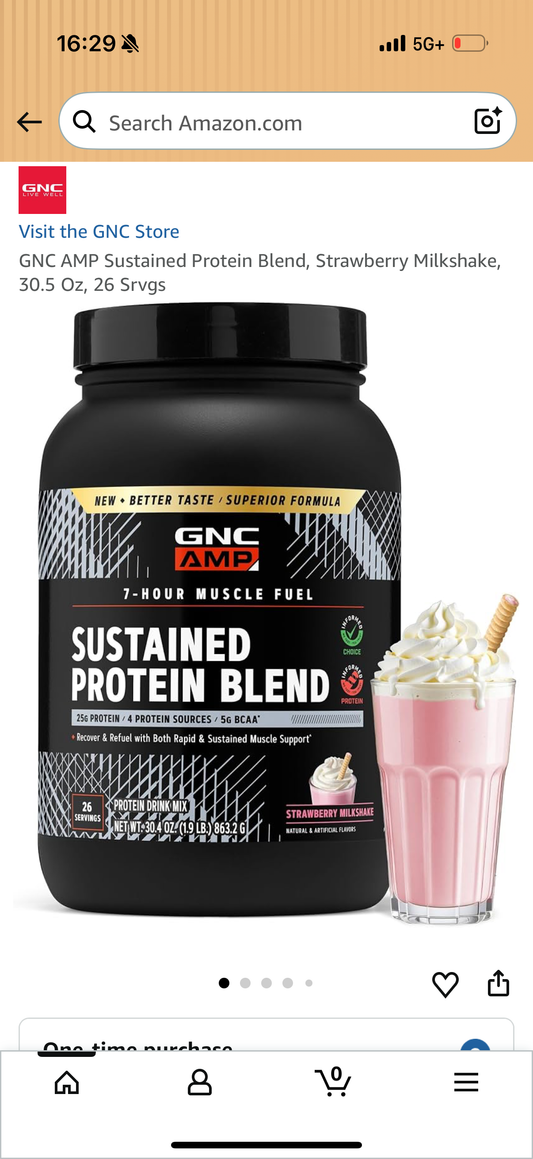 GNC AMP Sustained Protein Blend, Strawberry Milkshake BB: 7/31/2027
