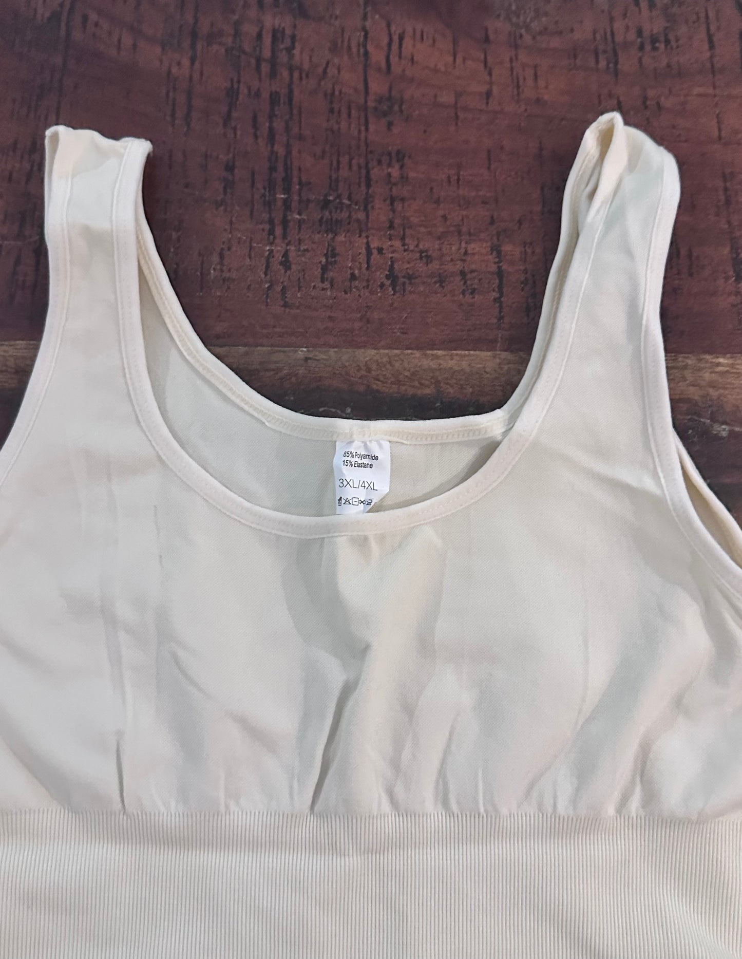 Women's Beige Tank Top Shape Wear Snap Body Suit (Size 3XL/4XL)
