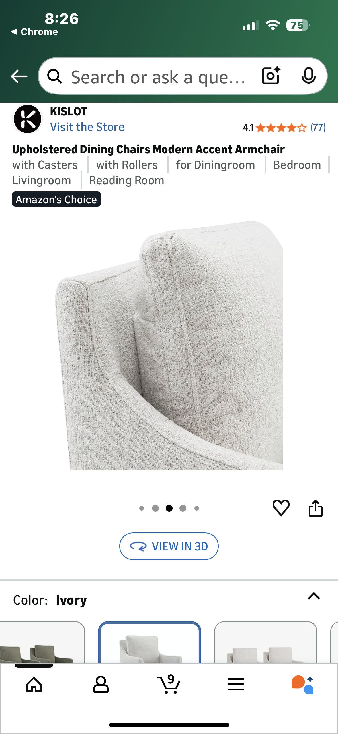 Upholstered Dining Chair, Modern Accent Armchair with Casters for Dining Room, Living Room, Reading Room (L1086)