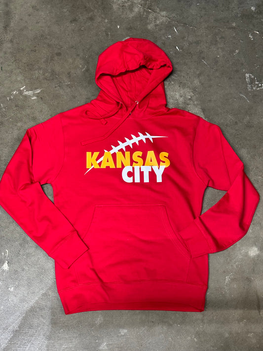 KC Football Laces - Kansas City Hooded Sweatshirt (Red)