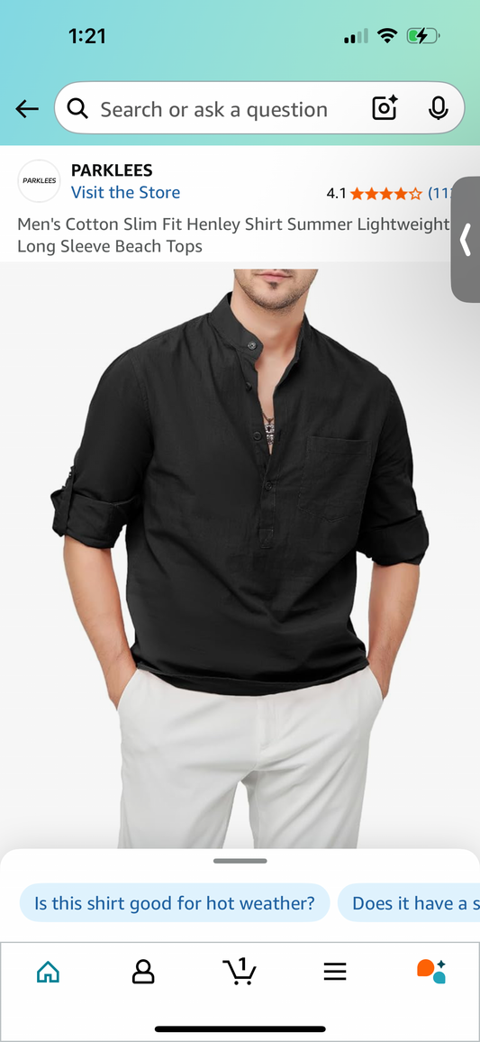 Men's Cotton Slim Fit Long Sleeve Shirt With Buttons (Size XL)