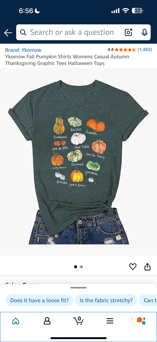 Ykomow Fall Pumpkin Shirts Womens Casual Autumn Thanksgiving Graphic Tees Halloween Tops (Size Large)