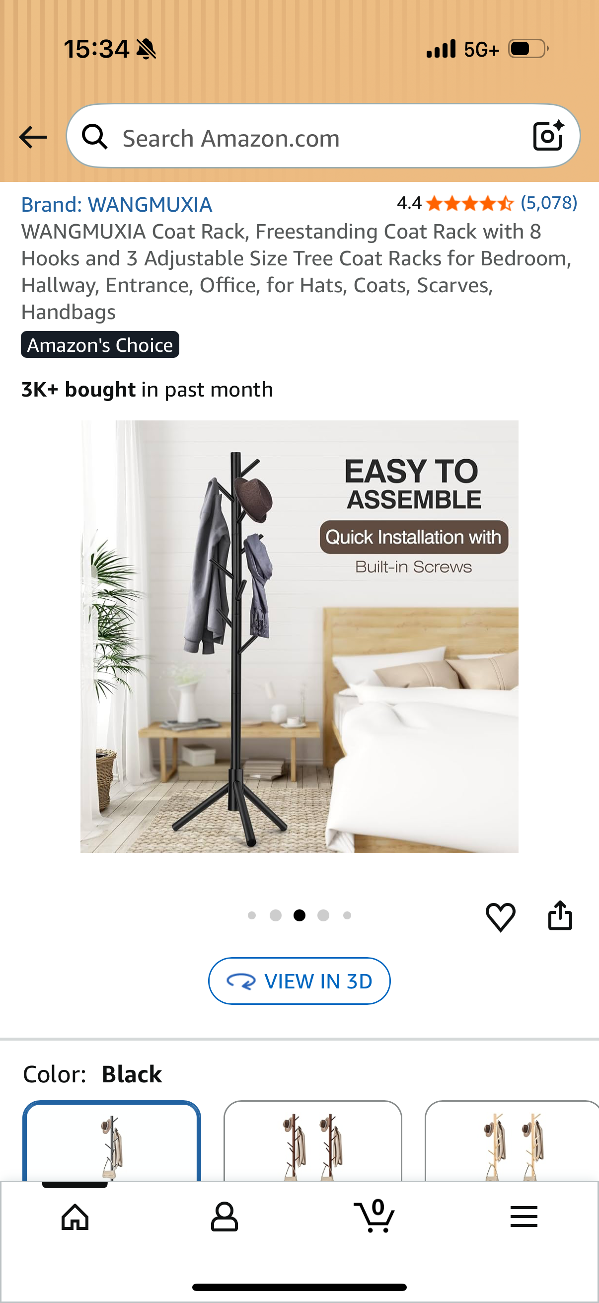 Coat Rack, Freestanding Coat Rack with 8 Hooks and 3 Adjustable Size Tree Coat Racks for Bedroom, Hallway, Entrance, Office, for Hats, Coats, Scarves, Handbags