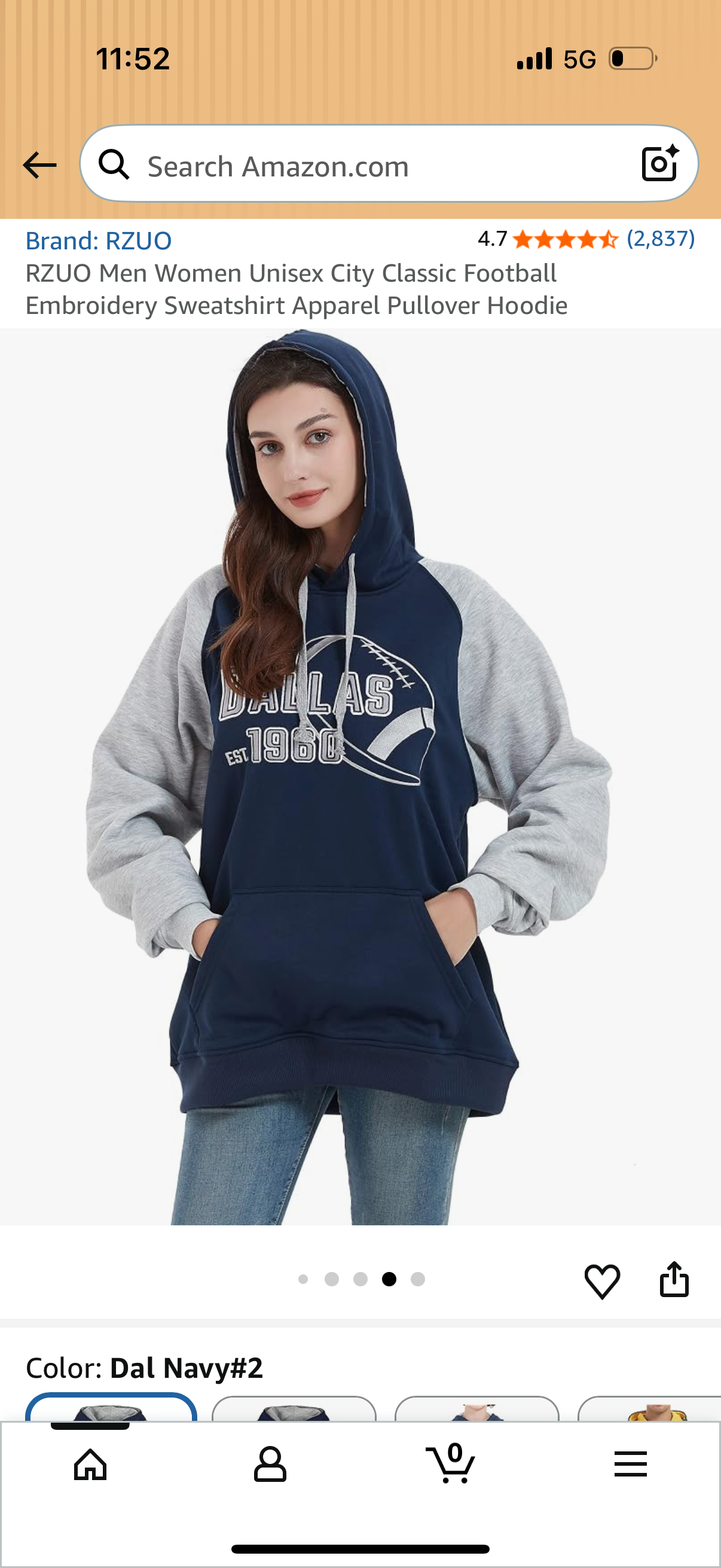 Mens Dallas City Classic Football Sweatshirt Pullover Hoodie Size XXL