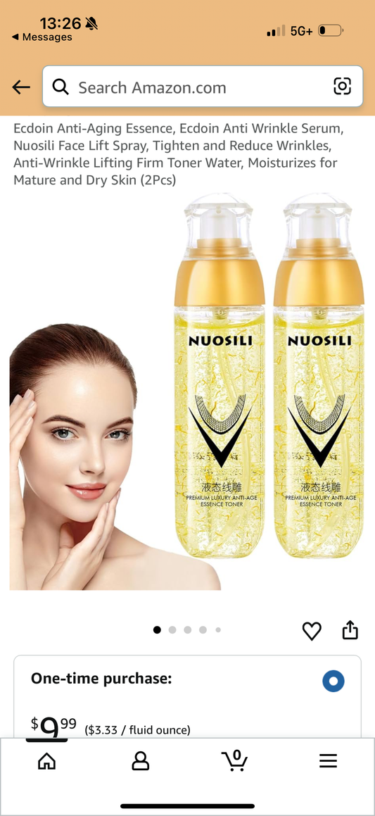 Ecdoin Anti-Aging Essence, Ecdoin Anti Wrinkle Serum, Nuosili Face Lift Spray, Tighten and Reduce Wrinkles, Anti-Wrinkle Lifting Firm Toner Water, Moisturizes for Mature and Dry Skin (2Pcs)