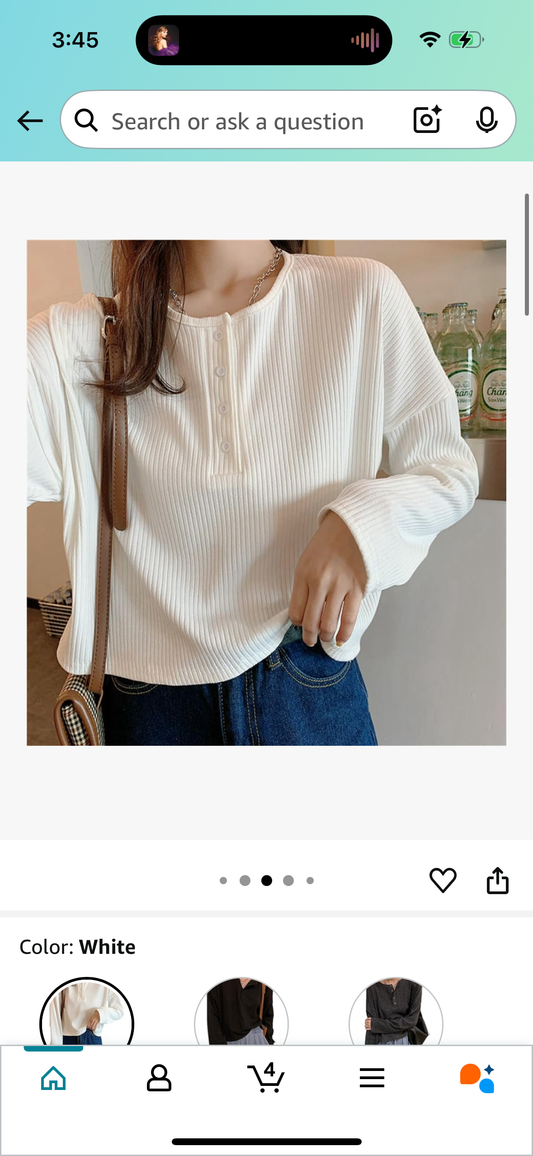 Long Sleeve T-Shirt, Women's Elegant Simple Button Top (Size X-Small)