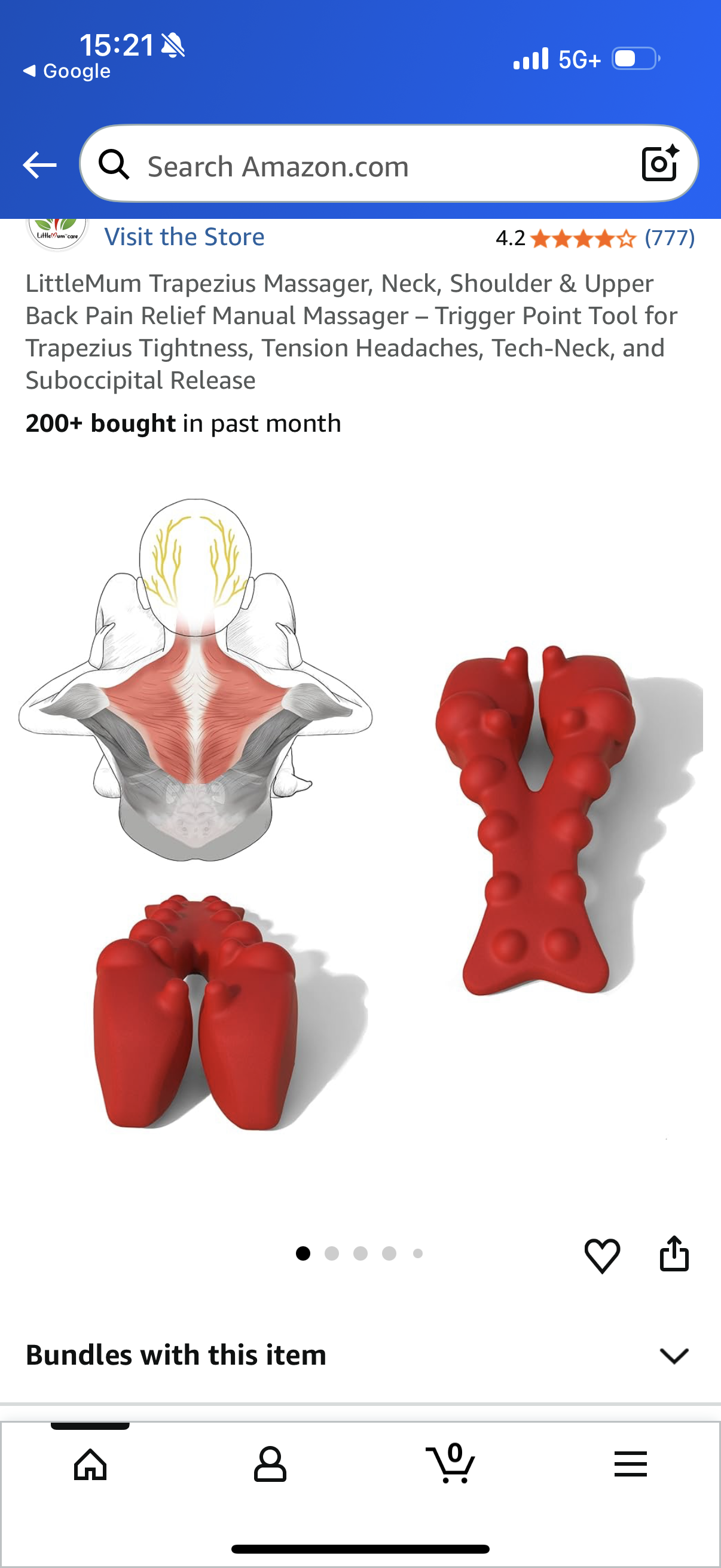 Trapezius Massager, Neck, Shoulder & Upper Back Pain Relief Manual Massager - Trigger Point Tool for Trapezius Tightness, Tension Headaches, Tech-Neck, and Suboccipital Release