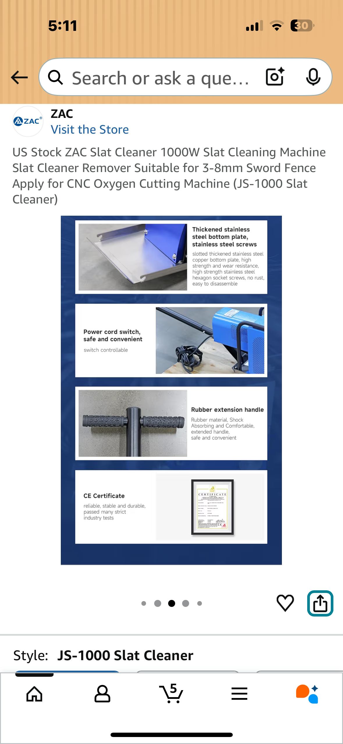 US Stock ZAC Slat Cleaner 1000W Slat Cleaning Machine Slat Cleaner Remover Suitable for 3-8mm Sword Fence Apply for CNC Oxygen Cutting Machine (JS-1000 Slat Cleaner) (R712)