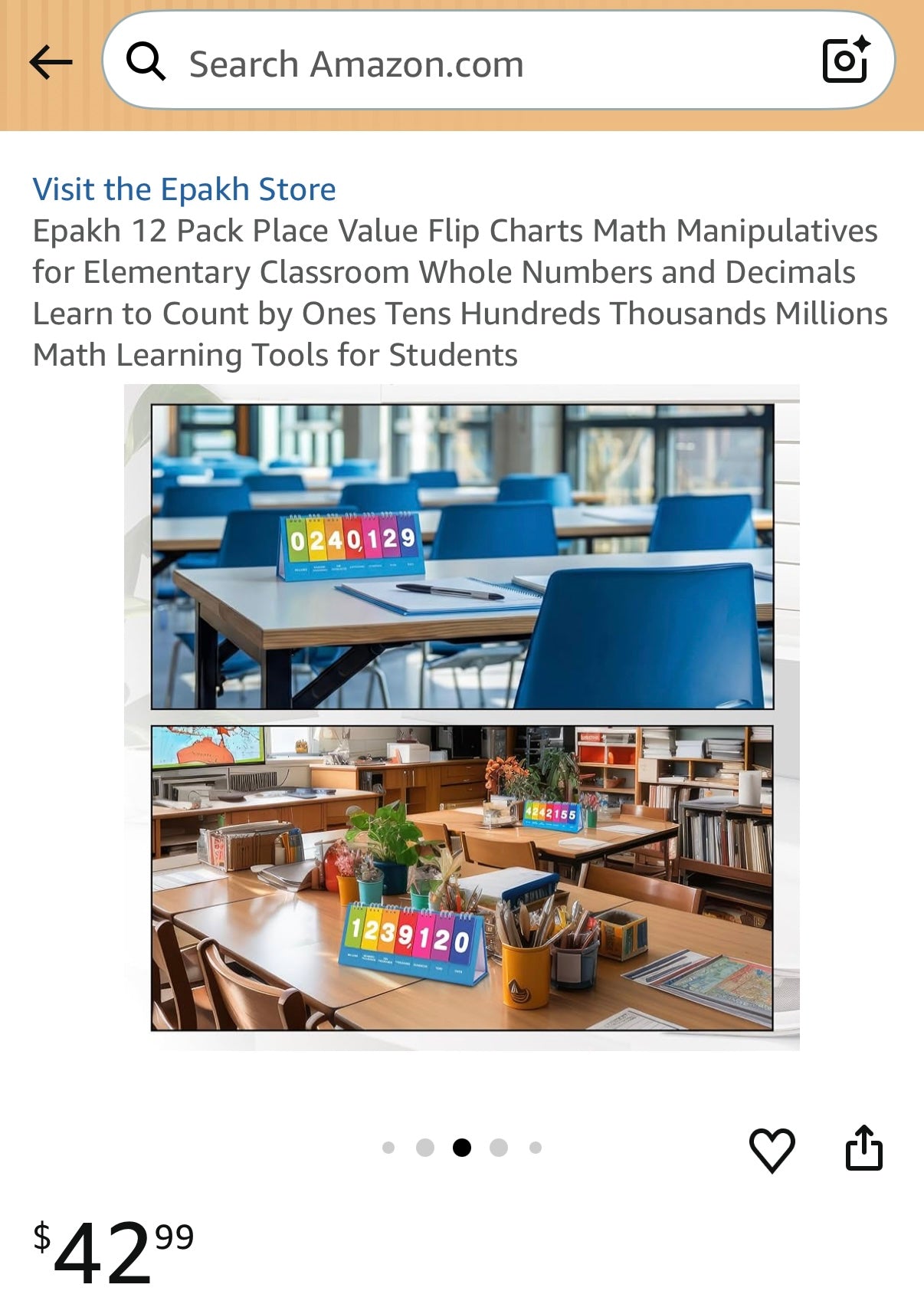 Epakh 12 Pack Place Value Flip Charts Math Manipulatives for Elementary Classroom Whole Numbers and Decimals Learn to Count by Ones Tens Hundreds Thousands Millions Math Learning Tools for Students