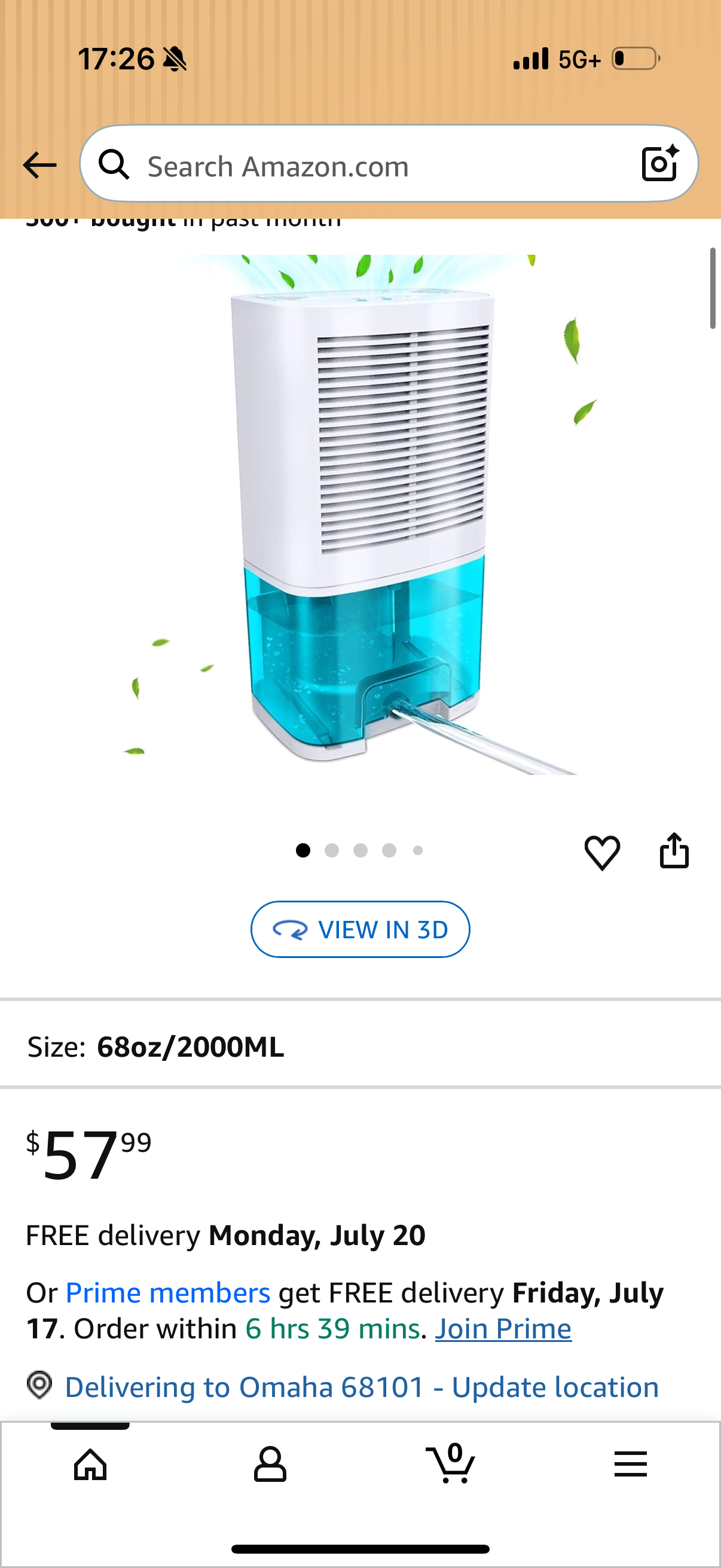 Dehumidifier 68oz(2000ml) Small Dehumidifier with Drain Hose for Up to 650 sq.ft Ultra Quiet Mini Portable Air for Home Basements Bathroom Bedroom Closet Kitchen RV