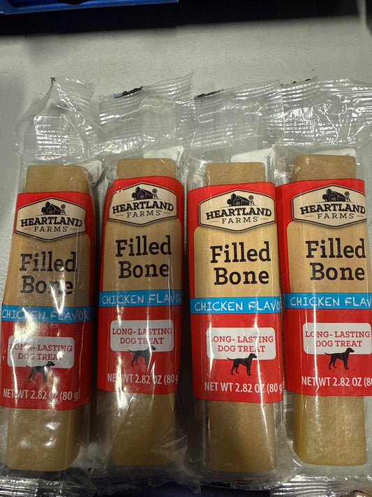 4 x Heartland Farms Filled Bone Chicken Flavor