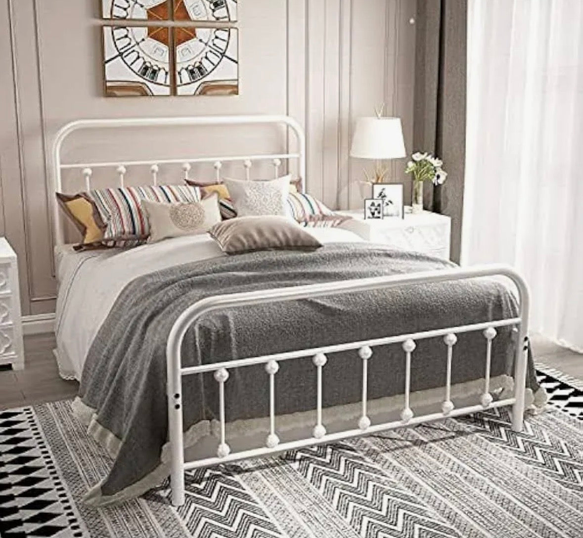 Full Size Bed Frame, White (B1186)