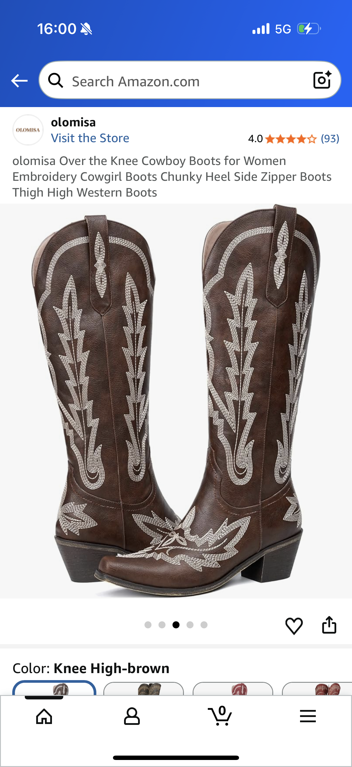 olomisa Over the Knee Cowboy Boots for Women Embroidery Cowgirl Boots Chunky Heel Side Zipper Boots Thigh High Western Boots Size 9