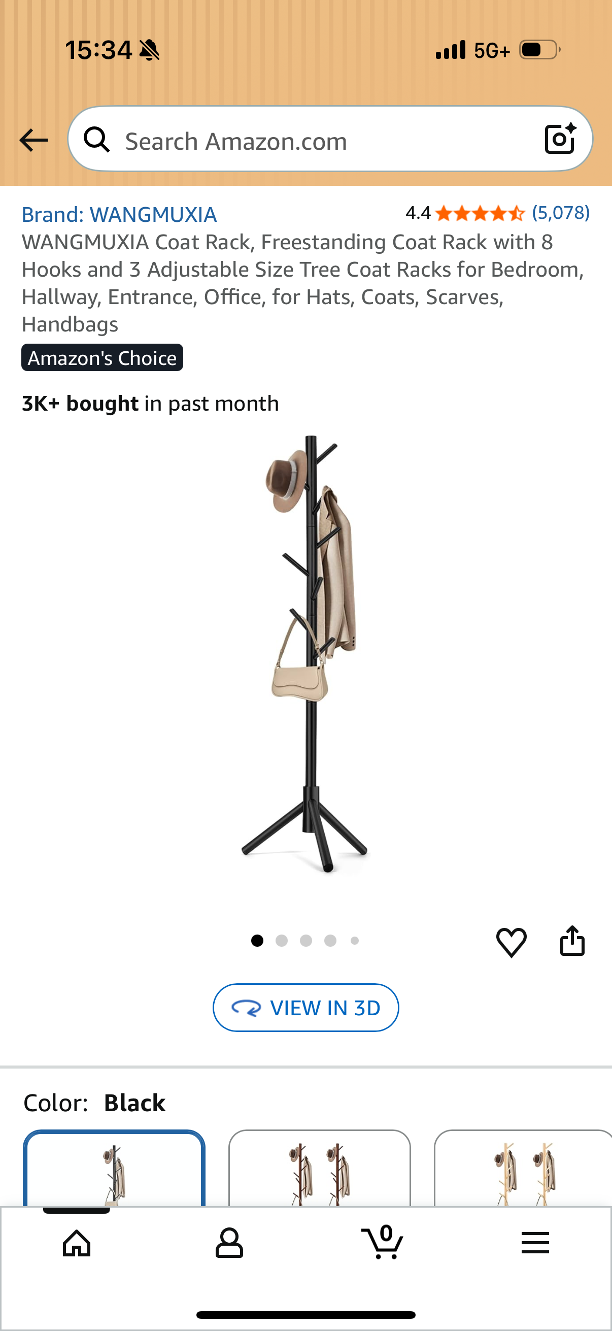 Coat Rack, Freestanding Coat Rack with 8 Hooks and 3 Adjustable Size Tree Coat Racks for Bedroom, Hallway, Entrance, Office, for Hats, Coats, Scarves, Handbags