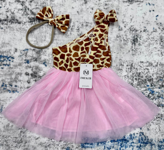 Giraffe Print Tutu Dress with Matching Headband (SIZE 2-3T)