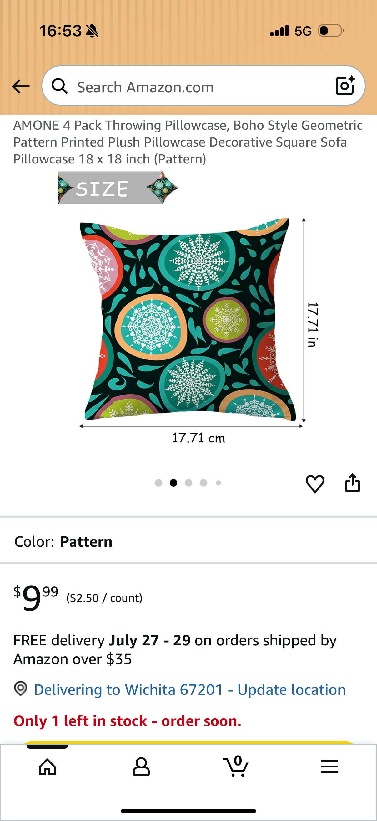 4 Pack Throwing Pillowcase, Boho Style Geometric Pattern Printed Plush Pillowcase Decorative Square Sofa Pillowcase 18 x 18 inch