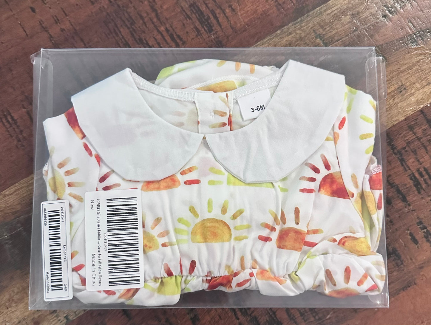 JOPGEEY Toddler Romper/Dress for Girls, Long Sleeve Sun Outfit With Buttons (Size 3-6 months)