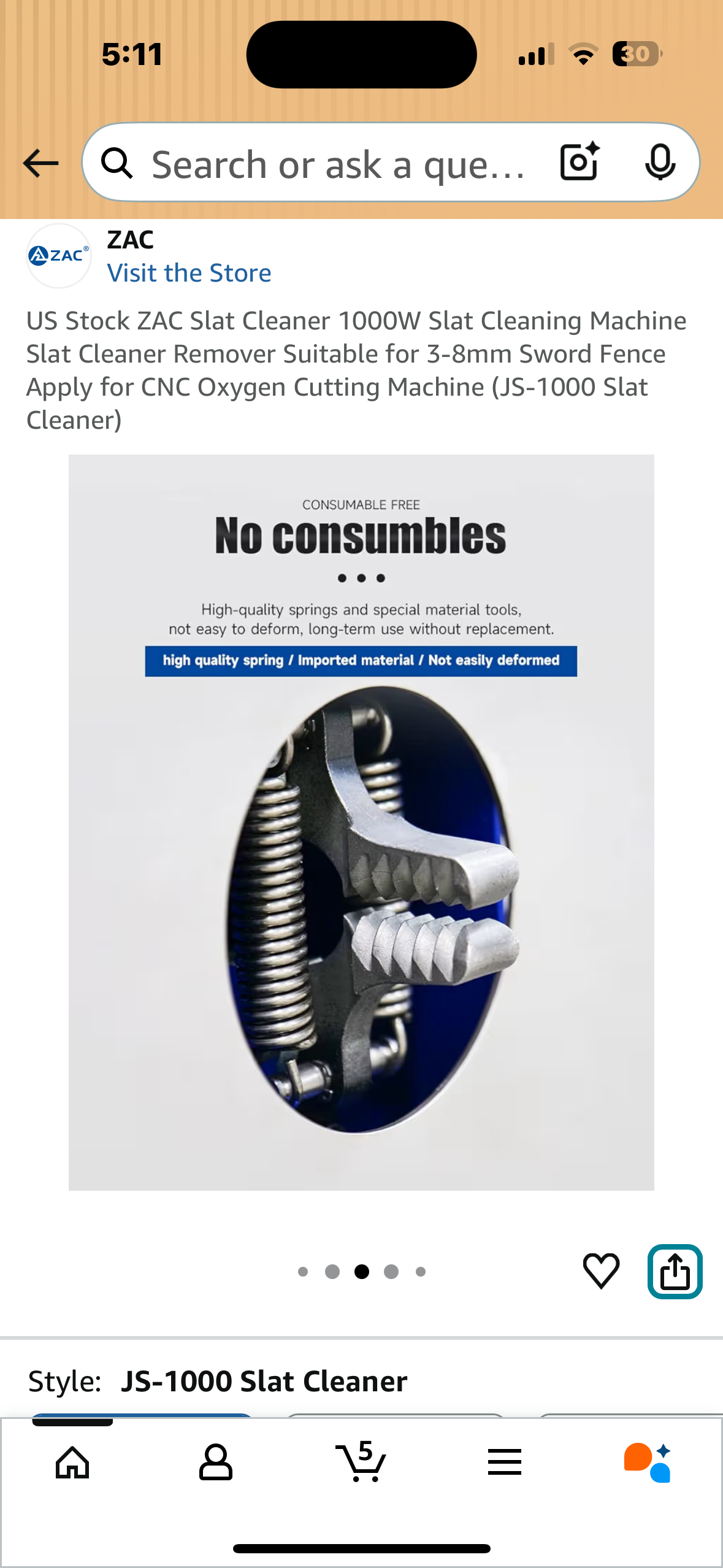 US Stock ZAC Slat Cleaner 1000W Slat Cleaning Machine Slat Cleaner Remover Suitable for 3-8mm Sword Fence Apply for CNC Oxygen Cutting Machine (JS-1000 Slat Cleaner) (R712)