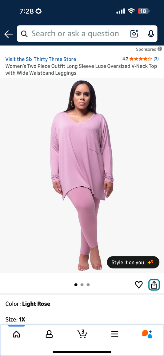 LIGHT MOCHA Women’s Two Piece Outfit Long Sleeve Luxe Oversized V-Neck Top with Wide Waistband Leggings (Size X-Large)